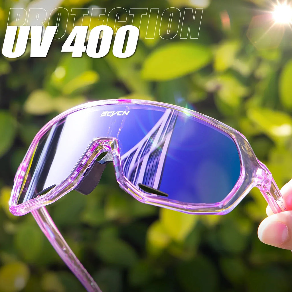 SCVCN Photochromic Cycling Sunglasses Road Driving Bike Glasses Outdoor Sports Mountain Hiking Men Women Bicycle UV400 Goggles