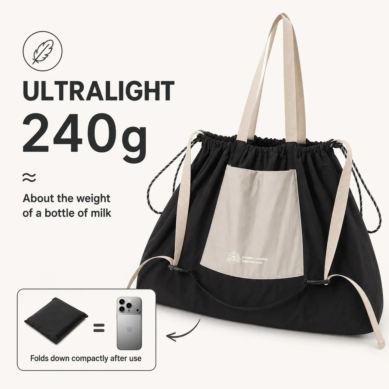 32L Large Capacity Foldable Tote Bag Ultralight 70D Nylon Shoulder Bag Waterproof Outdoor Camping Hiking Grocery Shopper Bag