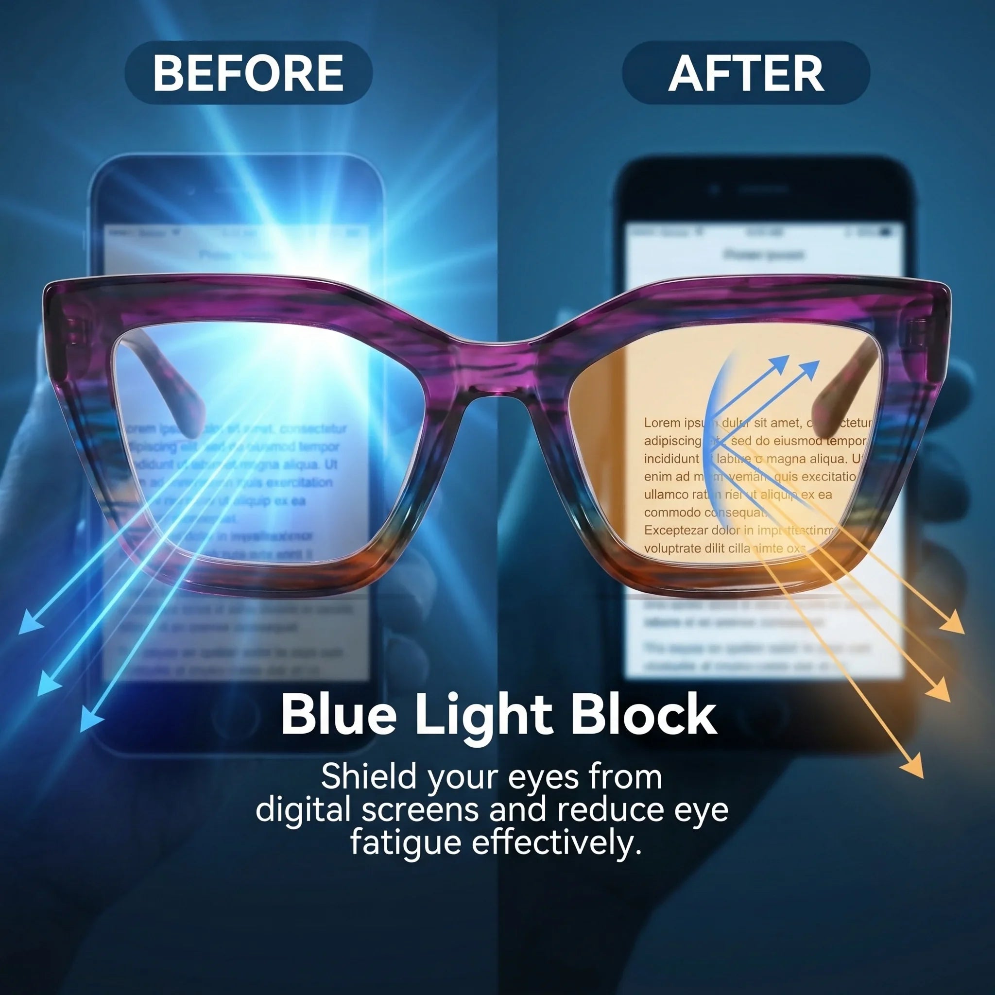Progressive Purple Gradient Reading Glasses with Metal Hinge Frame Fashionable Prescription Reading Eyeglasses for Adults
