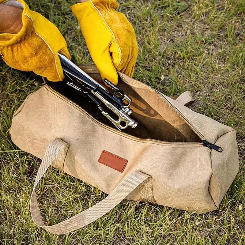 Outdoor Ground Nail Bag Camping Tent Pegs Bag Cylindrical Stake Storage Backpack Portable Miscellaneous Bag Storage Box Toolkit