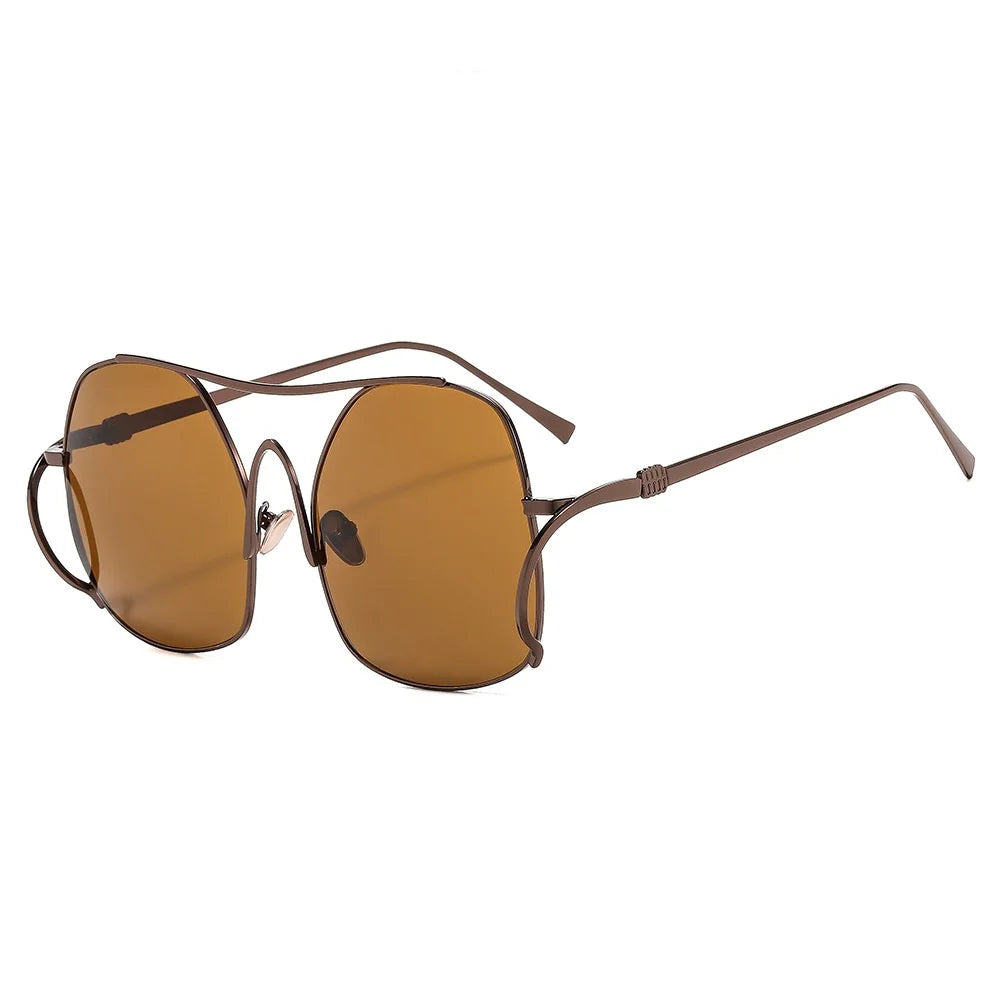 New Luxury Fashion Gradient Oval Women Sunglasses 2025 Personality Double Beam Frame Design Advanced All Match Men Glasses UV400