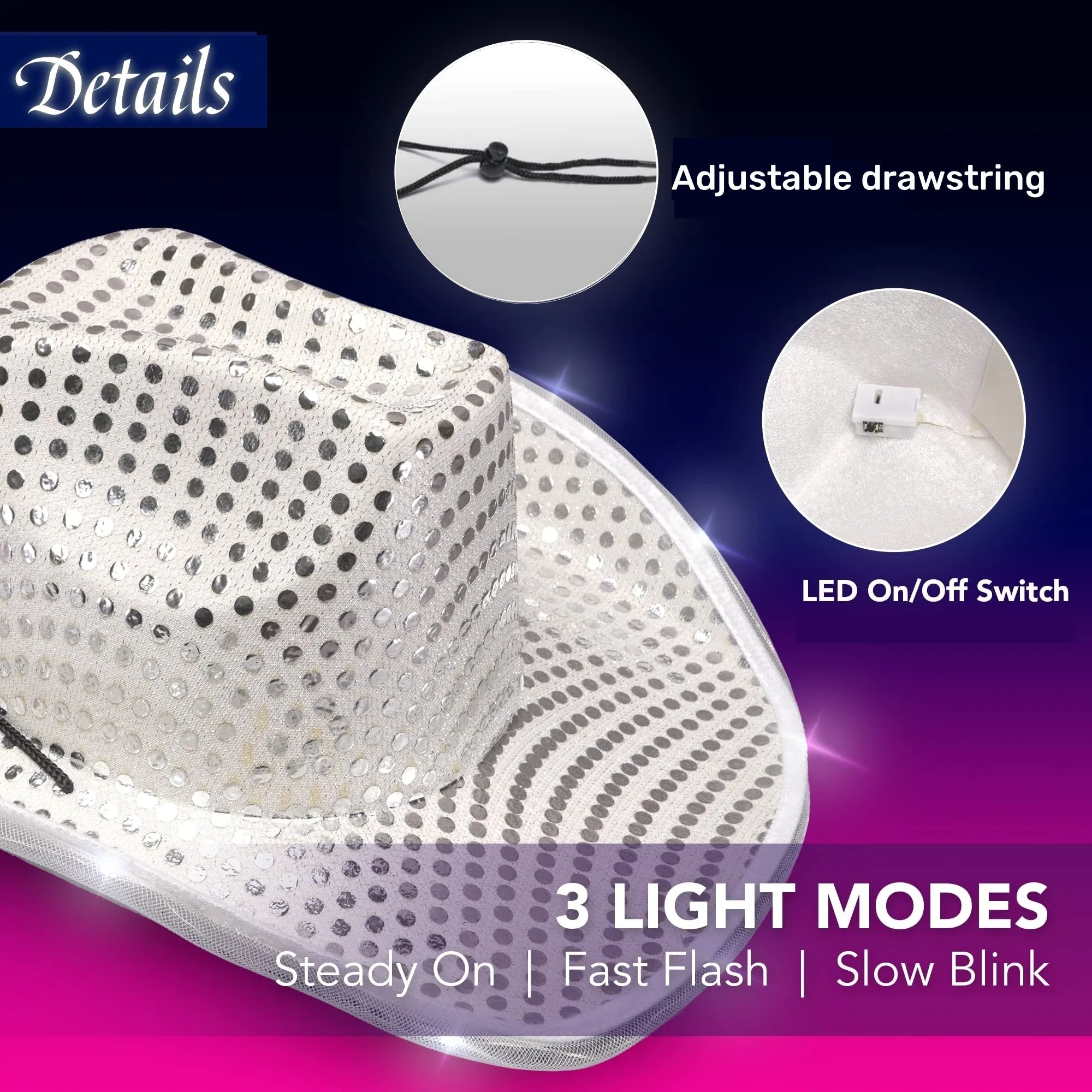 6-20pcs Light Up Cowboy Hats LED Flashing Cowgirl Hats Western Cowboy Hats for women for Wedding Reception Dance Ball Party