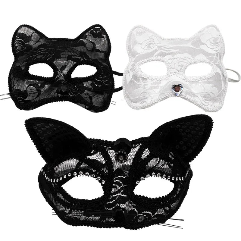 Sexy Lace Mask Women Cat Cosplay Supplies Dance Party Performance Masquerade Fox Mask Couple Animal Face Decor Eyes Accessories