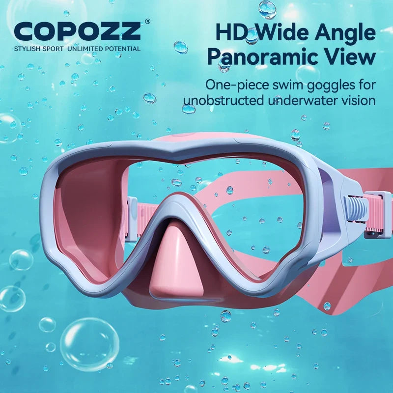COPOZZ Kids Diving Mask Full Face HD Anti Fog Scuba Mask Underwater Snorkel Mask Set Children Swimming Snorkel Diving Equipment