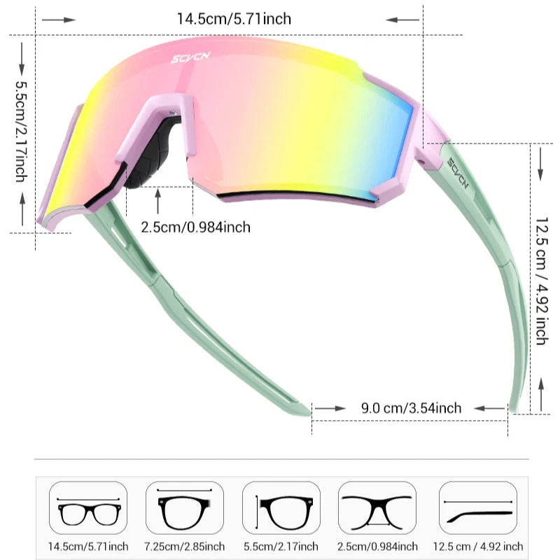 SCVCN New Cycling Sunglasses Men MTB Riding Glasses Women Outdoor Sports UV400 Running Hiking Sunglasses Bike Bicycle Eyewear