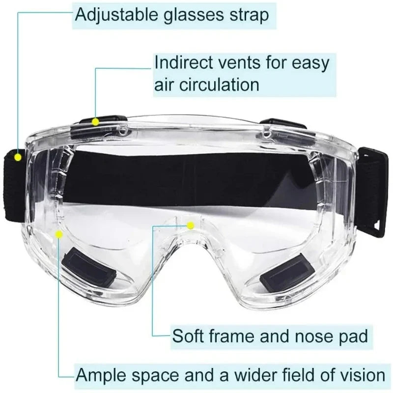 Clear Antifog Safety Goggles Anti Splash Windproof Protective Glasses for Industrial Work Lab Research Cycling Riding