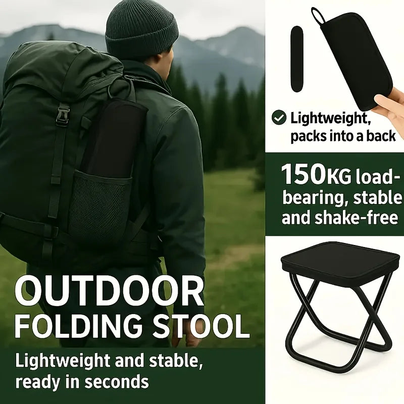 Compact Portable Folding Camping Stool Durable Iron Frame Lightweight for Picnic Fishing Hiking