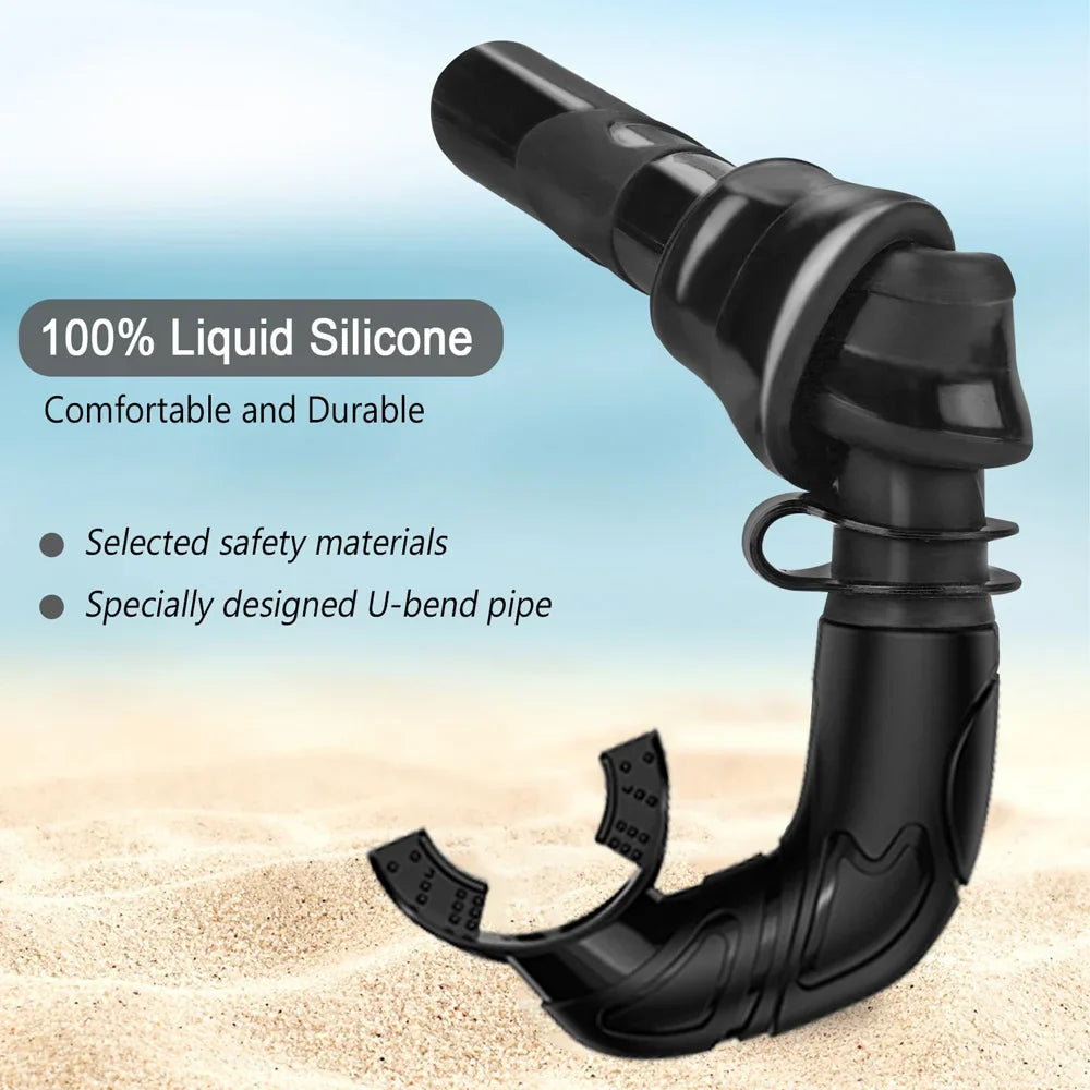 Silicone Snorkel Soft Flexible Foldable Easy-Breath Anti-Drop Adults Scuba Diving Freediving Swim Training Easy Carry for Travel
