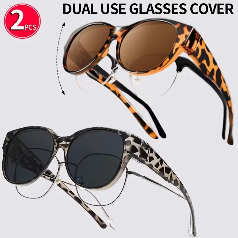2-Piece Set of Fashionable Large Frame Glasses, Suitable for Both Men and Women for Outdoor Decoration