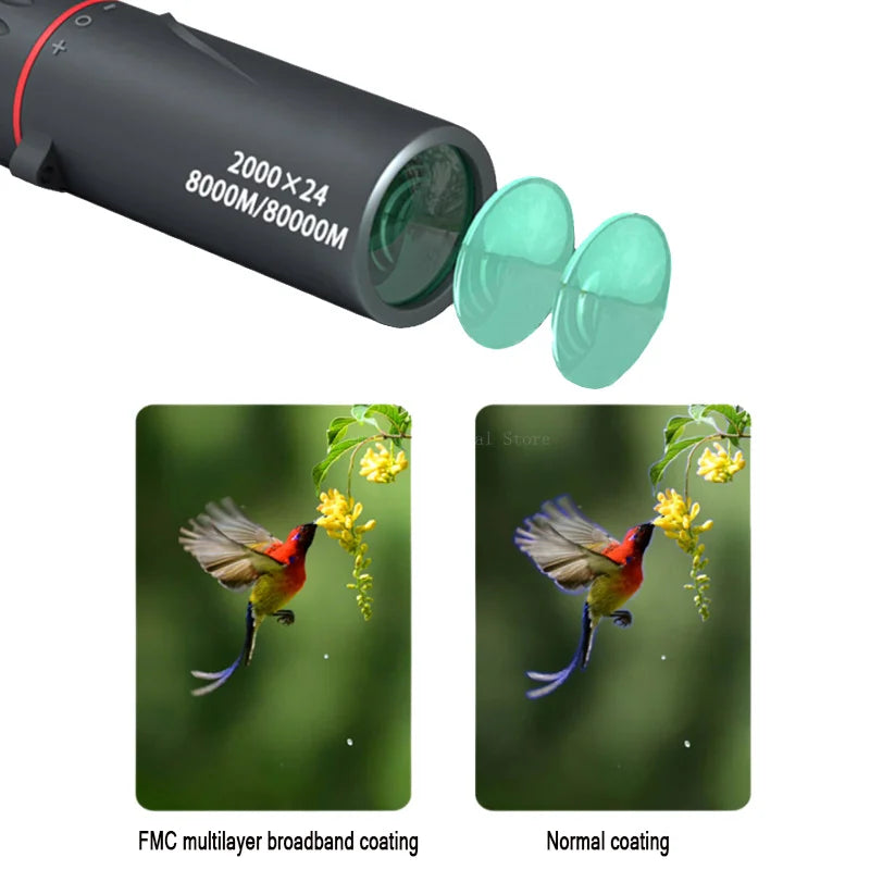 2000x24 Monocular Telescope Mini Portable Binocular Waterproof Outdoor Camping Climbing Birdwatching Telescopes
