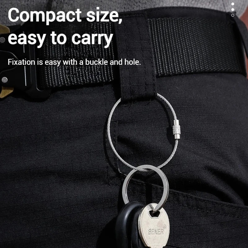 5-20pc Wire Keychain Rope Carabiner Camp Equipment Stainless Steel Wire Cable Loop Screw Lock Ring Keyring Buckle캠핑용품 땡처리