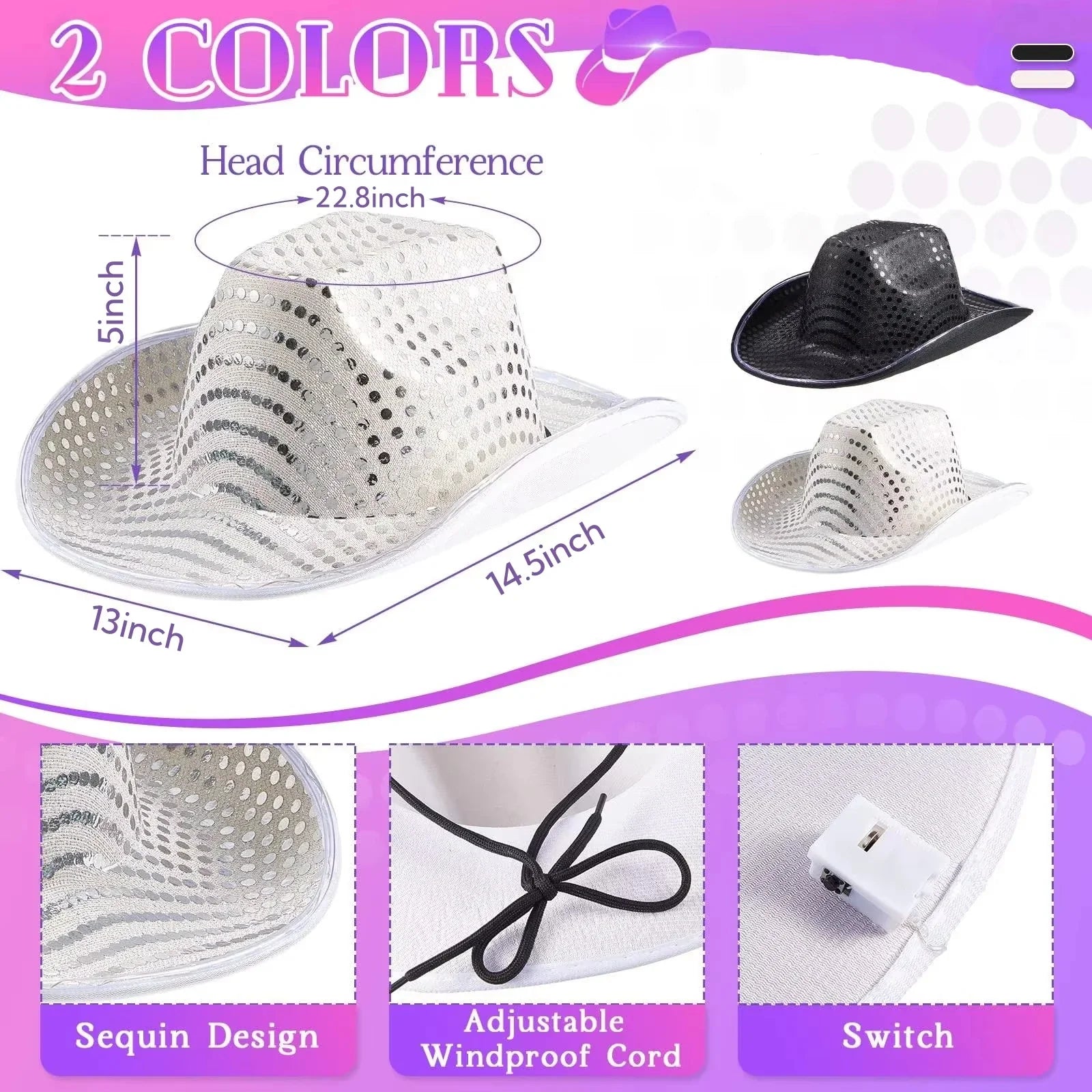 8/10/16/20/40pcs Light Up Cowboy Hats Lighted Wedding Hats LED Western Cowgirl Hats for Wedding Reception Dance Bachelor Party
