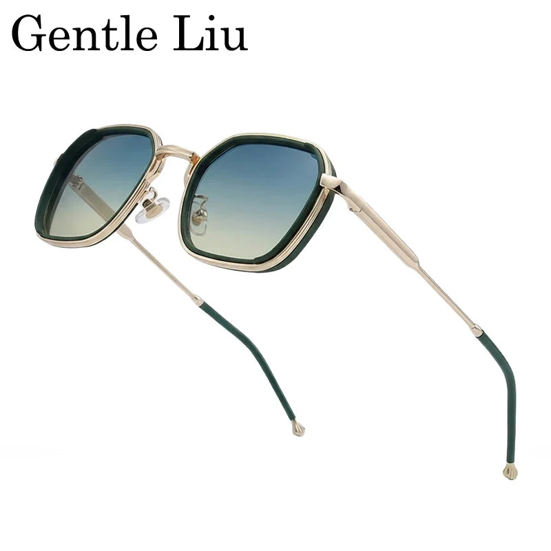 2026 Vintage Steampunk Square Sunglasses Men Polygon Small Metal Frame Sun Glasses Punk Black Eyewear For Male Driving Shades