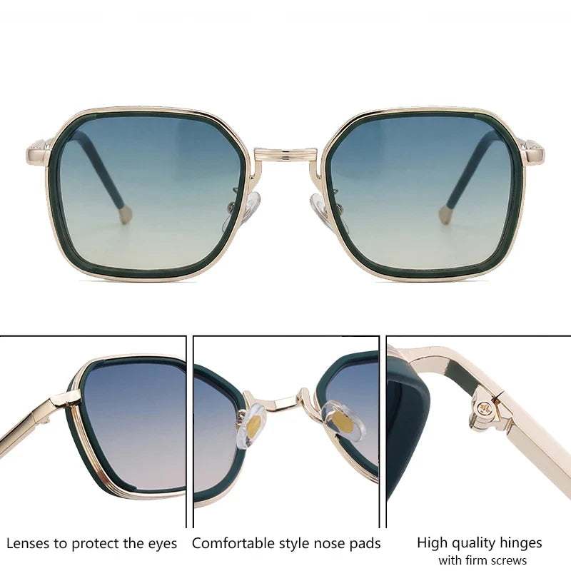 2026 Vintage Steampunk Square Sunglasses Men Polygon Small Metal Frame Sun Glasses Punk Black Eyewear For Male Driving Shades