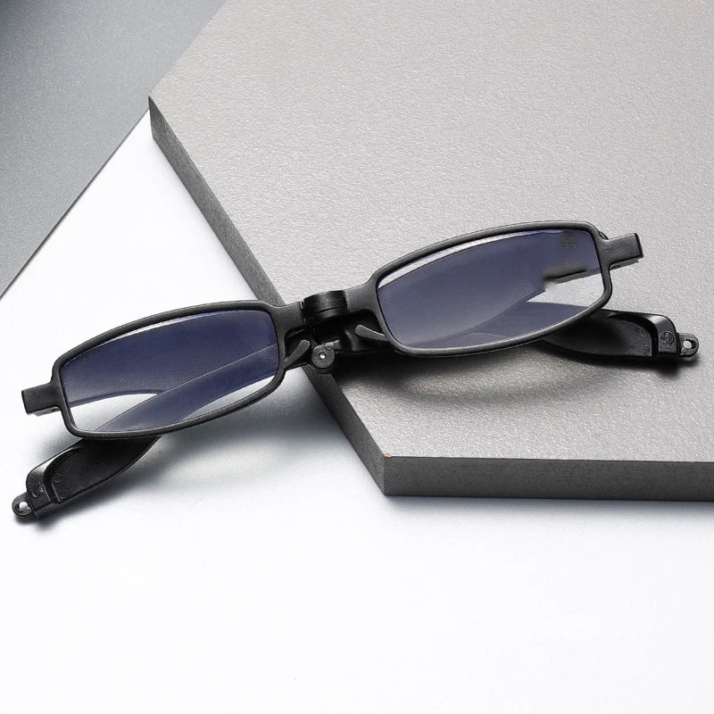 Anti blue light reading glasses, foldable and portable with leather cover, high-definition resin reading glasses