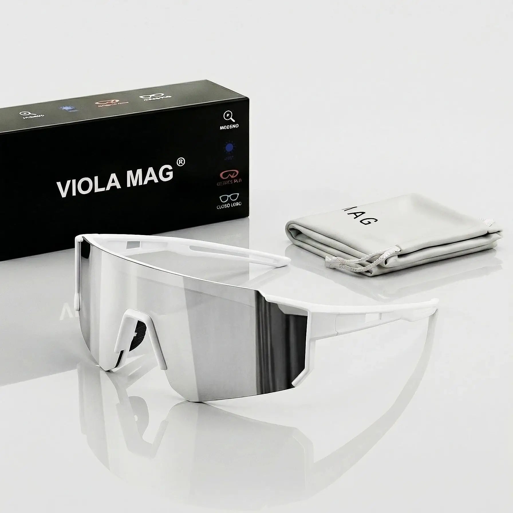 VIOLA MAG Unisex Sports Sunglasses, Oversized Frame Cycling Glasses, Lightweight TR90 Lenses, Non-slip for Running, Fishing, Hik