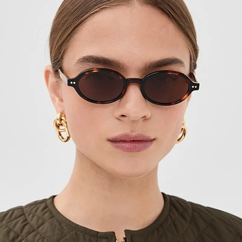 New Small Oval Women Sunglasses Men Sun Glasses Retro Female Shades Clear Lenses Eyewear Lady Trendy UV400