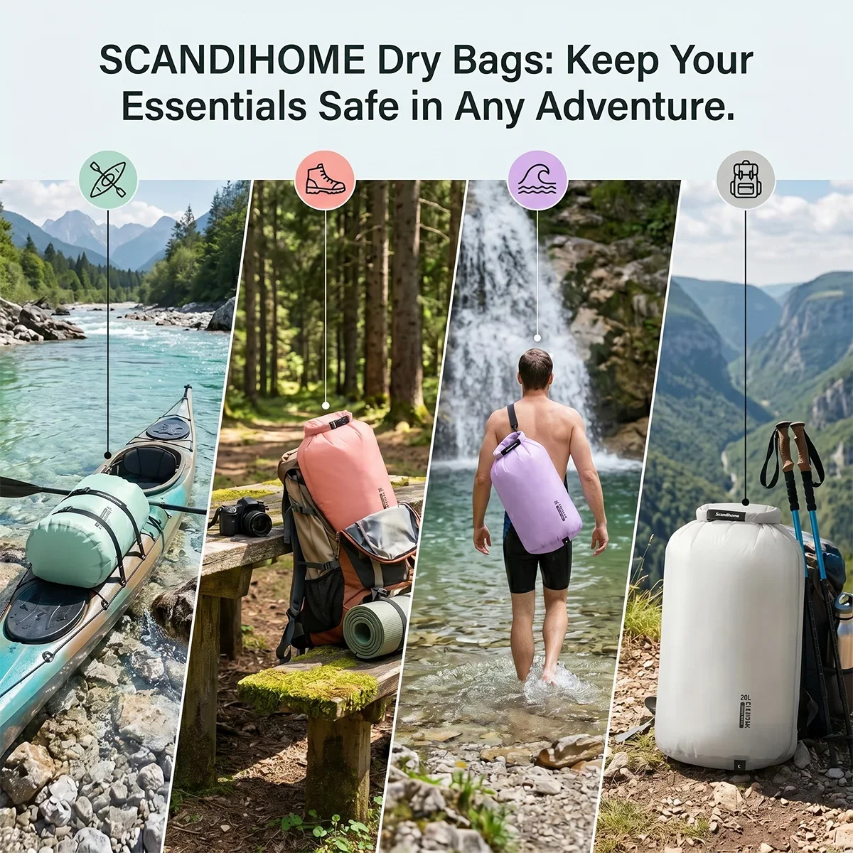 Waterproof Dry Bag Ultralight Clothing Storage Bag Lightweight Roll Top Travel Packing Organizer for Luggage Swimming Outdoor