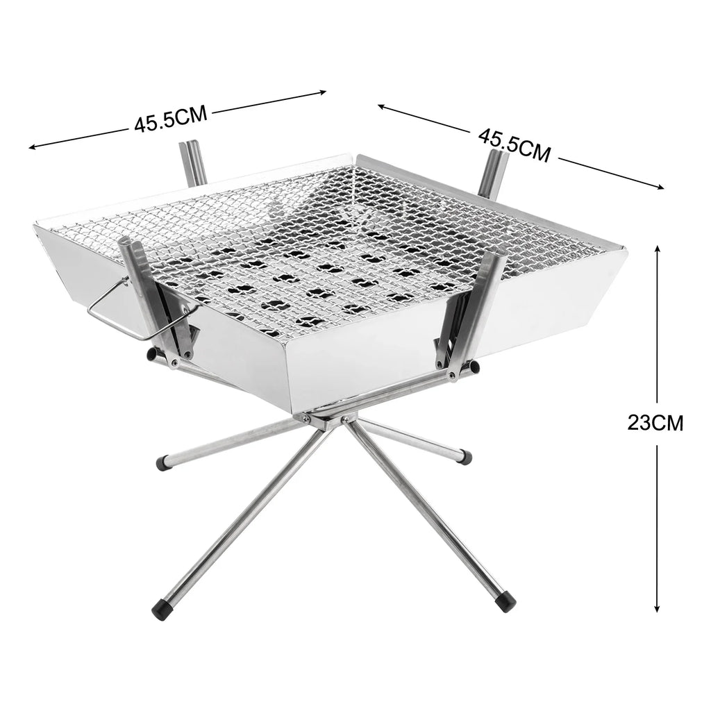 Goture 1pc Portable Stainless Steel Foldable BBQ Grill, 1-2 People Charcoal Stove for Camping Picnic & Outdoor