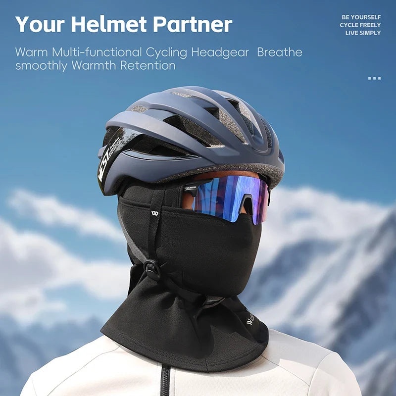 WEST BIKING Winter Thermal Balaclava High Elastic Breathable Windproof Cycling Headgear Fleece Bike Helmet Liner Sports Mask