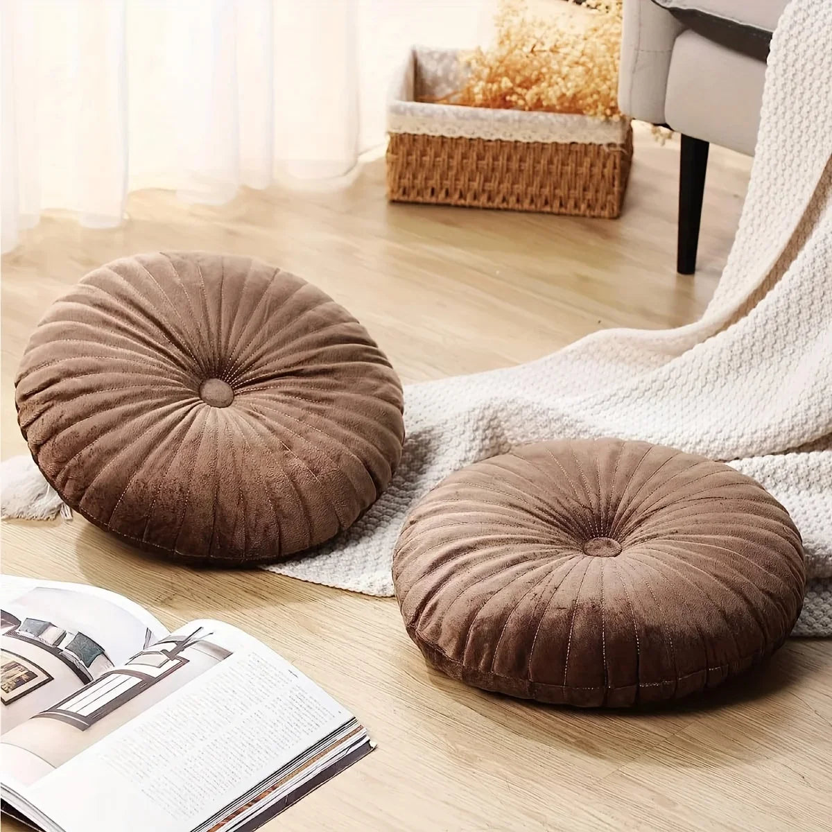 9 colors optional, round throw pillow cushion, soft and comfortable, living room bedroom sofa waist cushion thickened