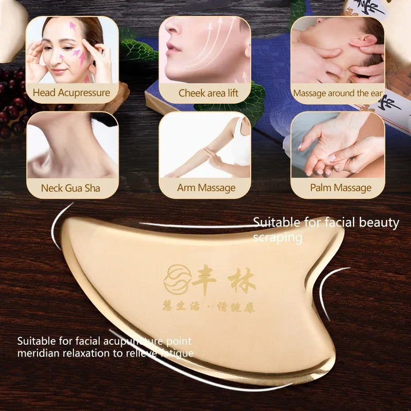 face massage tool gua sha facial beauty tool  eye instrument brass scraping plate beauty instrument  Metal massage plate
