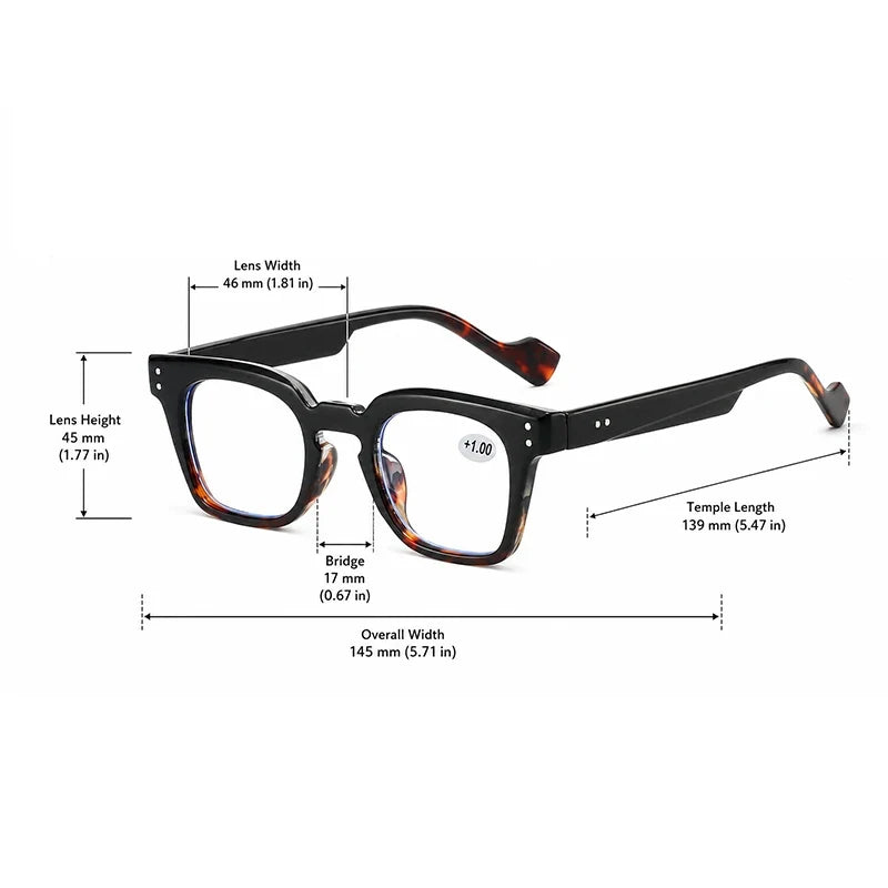 Retro Square Reading Glasses For Middle-aged Men And Women Commuting With Retro Temperament