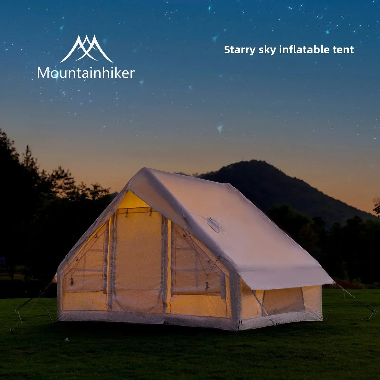 MOUNTAINHIKER 6.3㎡ Outdoor Inflatable Tent Quick Setup Camping Tent 3/4P Overnight Rainproof Picnic Large Thickened Cabin Family