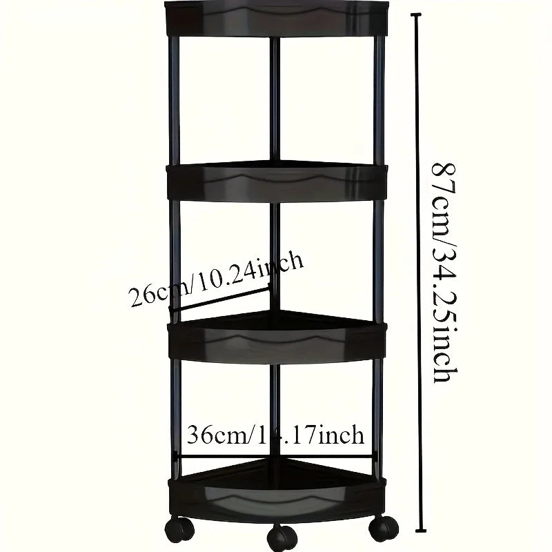 Modern 4 Tier Folding Corner Shelf Assembly Required Multifunction Storage Rack for Bathroom Kitchen Cosmetic Bath Product