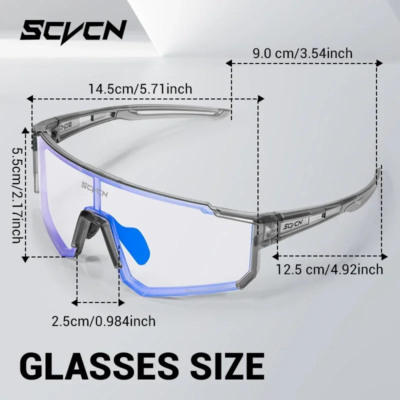 SCVCN Photochromic Cycling Glasses UV400 Protection Sports Running Sunglasses TR90 Men Women for MTB Bicycle Goggles Drving