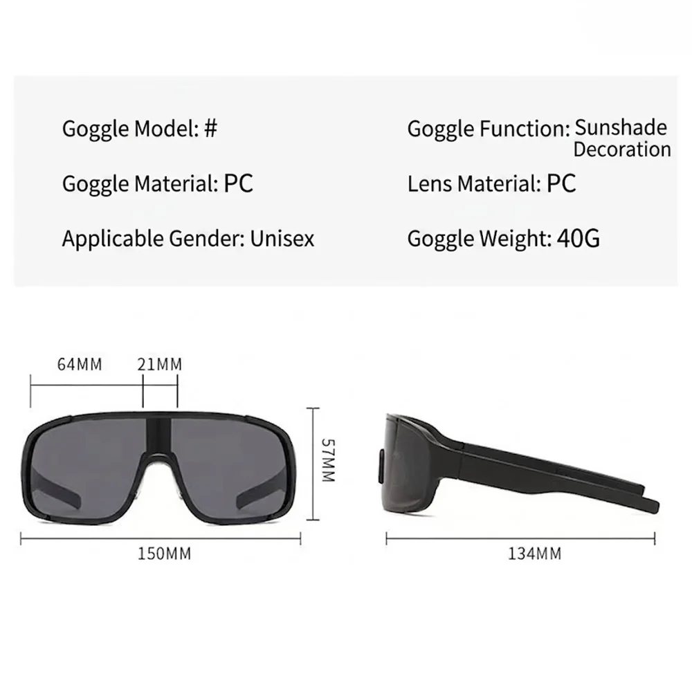Fashion Oversized Windproof Sunglasses Men Women Shield Shielded Cycling Glasses Sports Ski Hiking Goggles Anti-Glare Sunshade