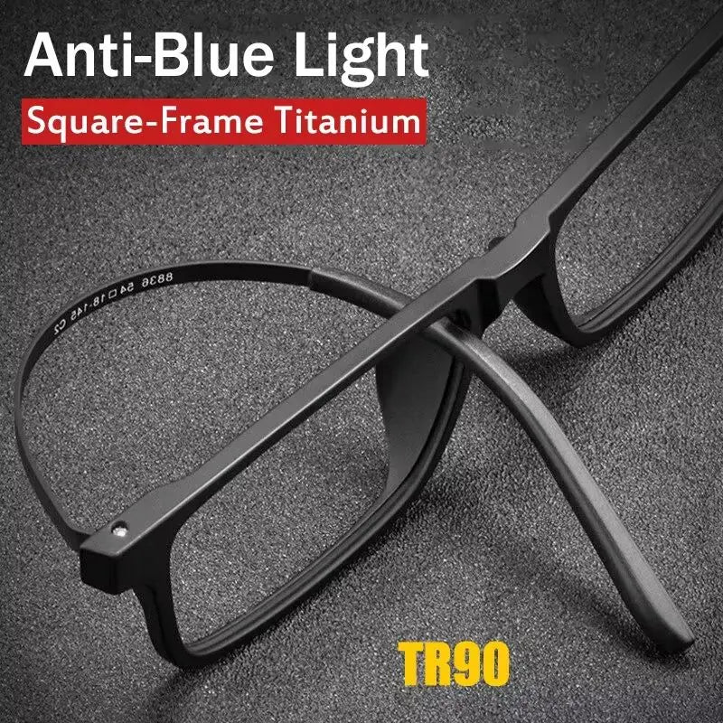 Pure Titanium Progressive Reading Glasses for Men Anti Blue Light Presbyopia Eyewear Adjustable Nose Pads Diopter +1.0 to +4.0