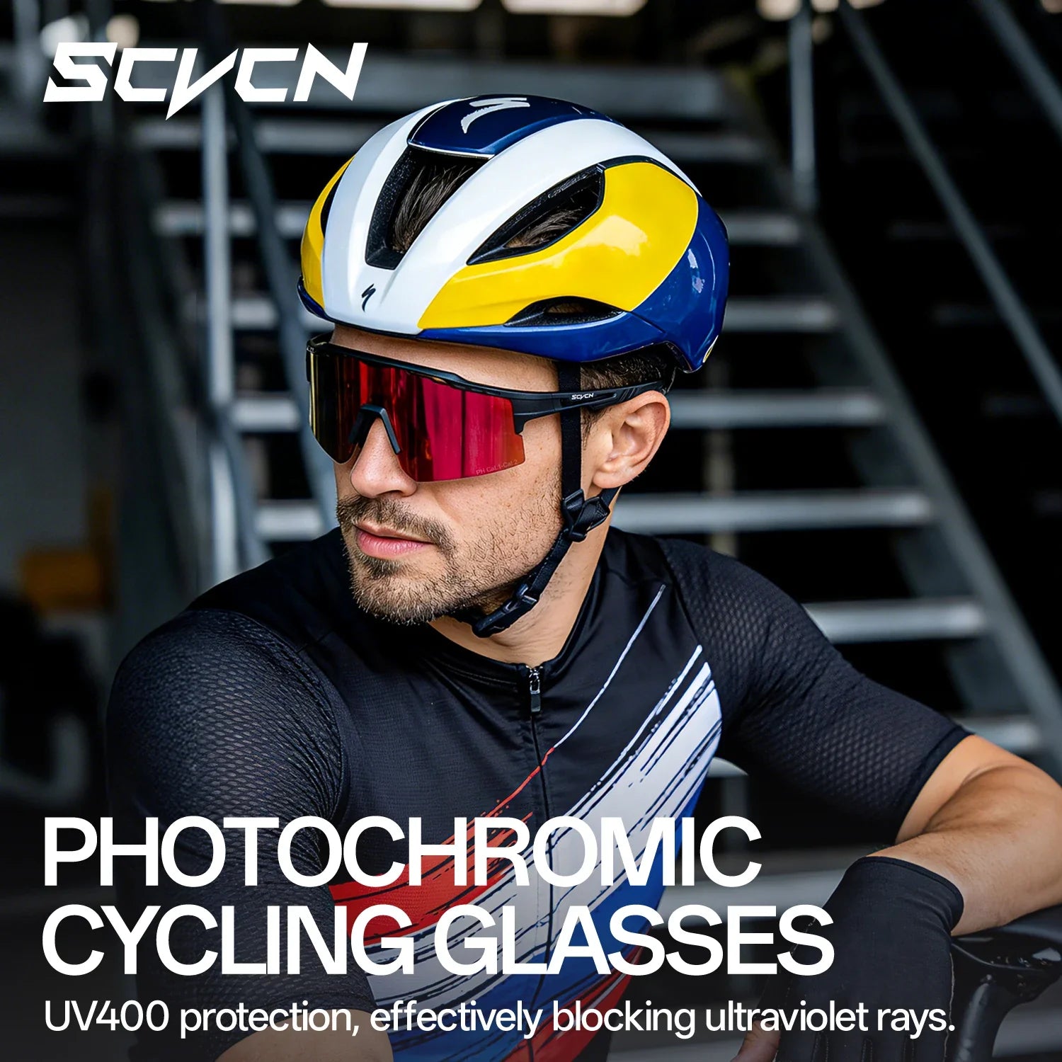 SCVCN UV400 Photochromic Outdoor Sports MTB Goggles Men Women Hiking Bike Riding Running Climbing Hydrophobic Eyewear Sunglasses