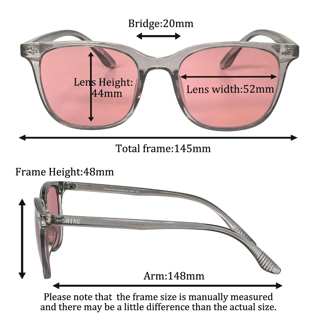 SHINU Women FL-41 Glasses FL41 Tint Glasses man, 480-520nm Blue Light Blocking Lenses Office Fluorescent Light Migraine Eyewear
