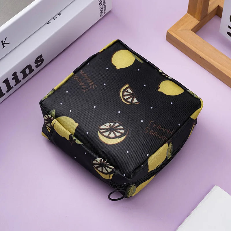Zero Wallet Sanitary Napkin Storage Bag Portable Mini Simple Cartoon Cute Large Capacity Sanitary Cotton Portable Storage Bag