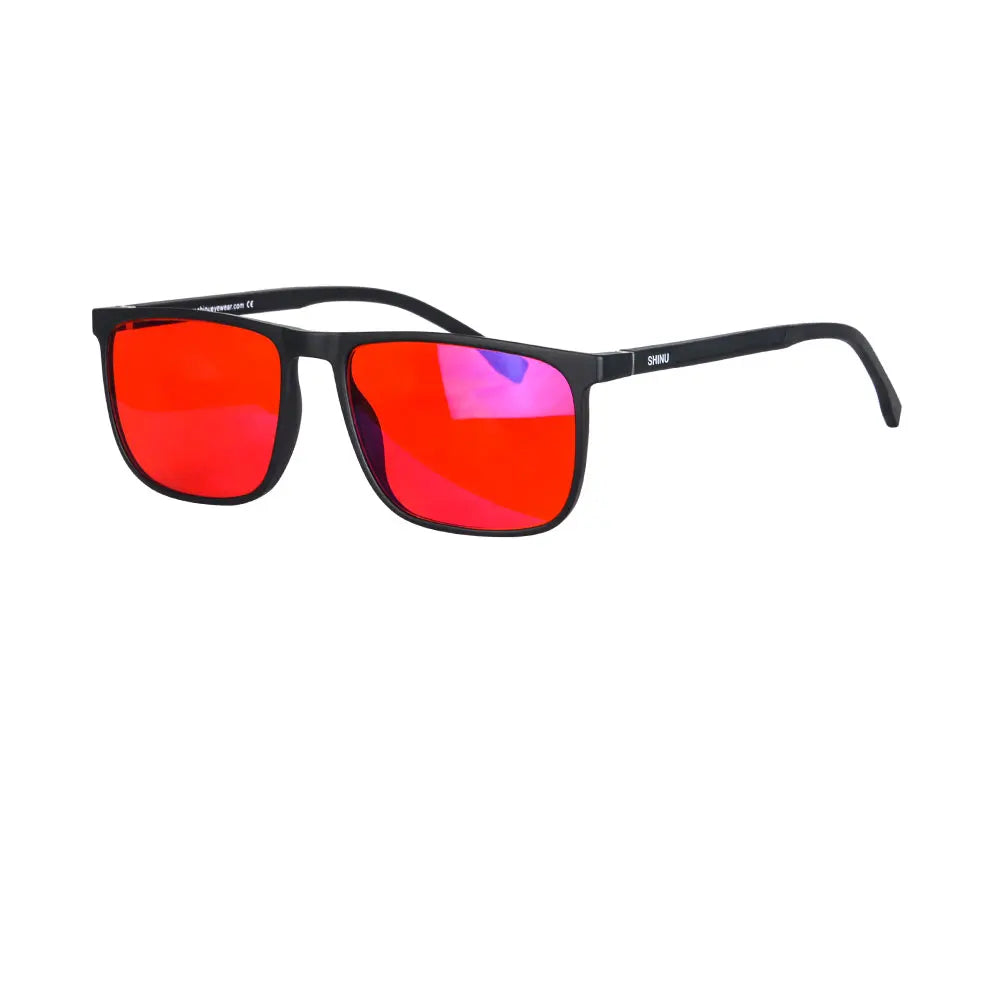 SHINU Good Sleep Blue Light Blocking Glasses Men Red Lenses Anti Green Light Eliminate Eye Strain Glasses Bluelight 078RD