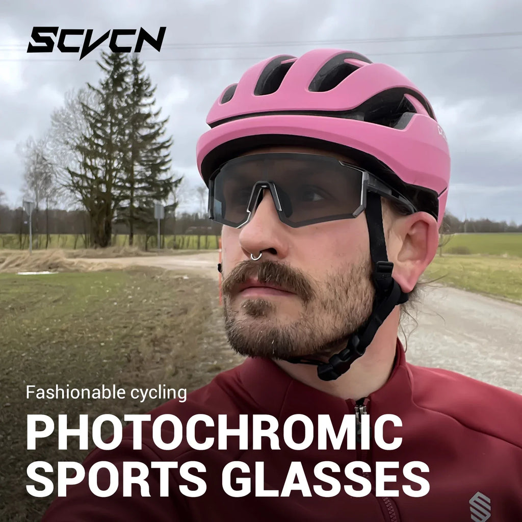 SCVCN Photochromic Cycling Glasses Night Riding Glasses Outdoor Sport Travel Sunglasses Men Women MTB Bike Golf Driving Eyewear