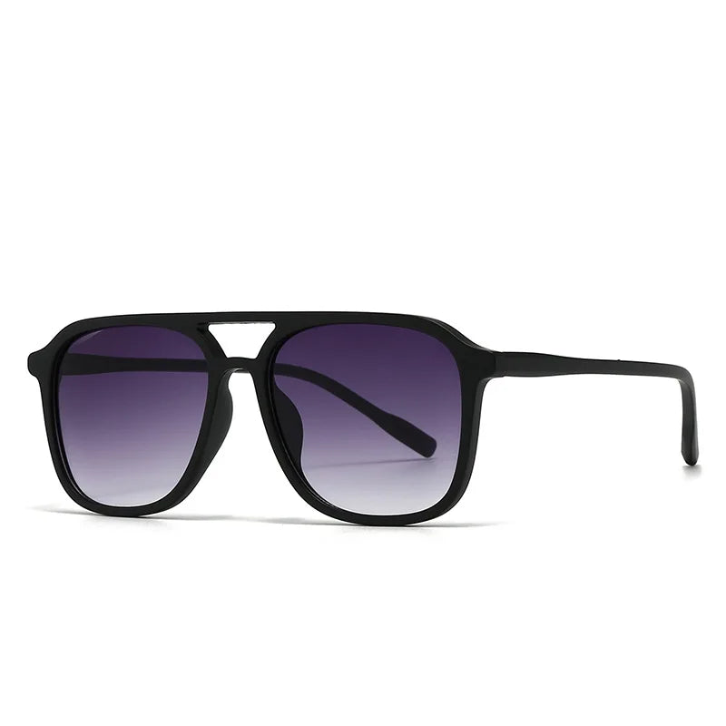 Ins Retro Double Bridge Square Women Sunglasses 2025 Fashion Leopard Print Gradient Lenses Men Trend Gafas de sol UV400