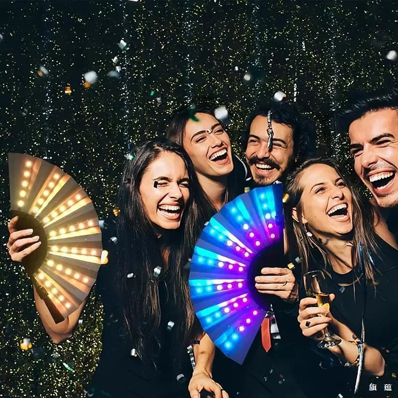 Glow Folding Led Fan Led Glasses Dancing Light Fan Night Show Halloween Christmas Rave Festival Accessories Glow Party Supplies