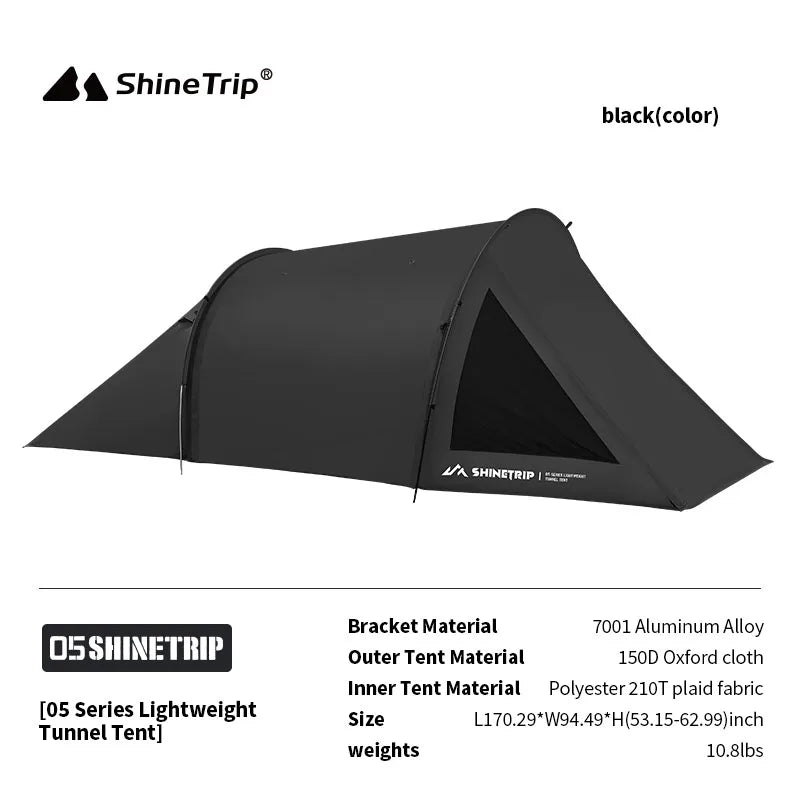 ShineTrip Lightweight 2-Person Tunnel Tent Oxford Cloth Waterproof Sunscreen Portable Outdoor Travel Camping Tent