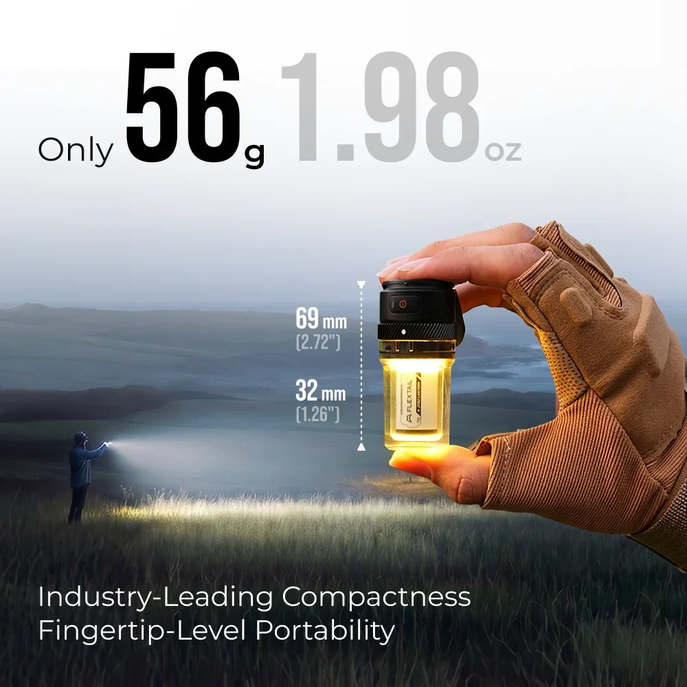 FLEXTAIL ZERO LANTERN - 56g Ultralight 2-in-1 Camping Light, 300LM Bright LED, IPX5 Waterproof for Camping Hiking Emergency
