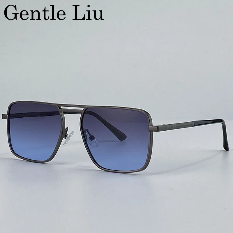 Oversized Square Punk Sunglasses Men 2026 Luxury Brand Retro Double Beam Sun Glasses For Male Steampunk Driving Eyewear UV400