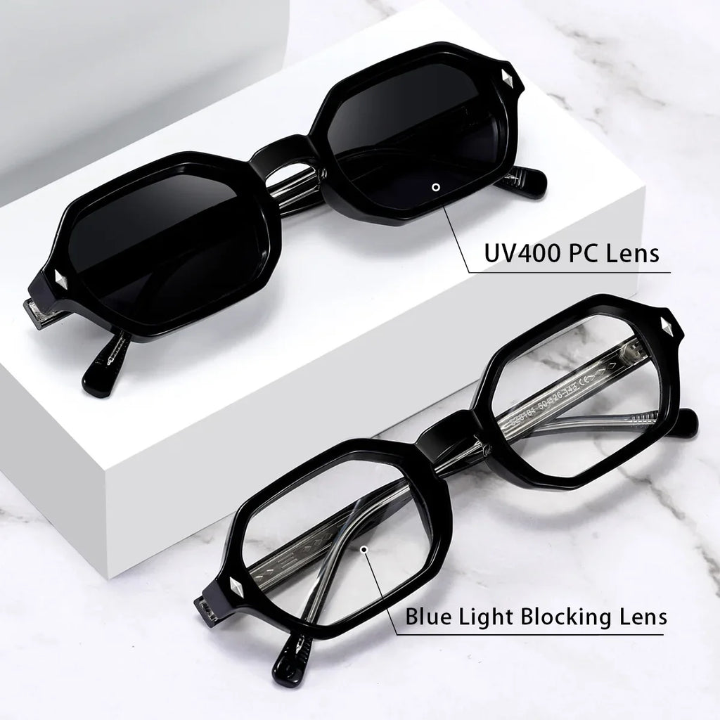 HBK New Fashion Polygon Men Sunglasses Small Frame Cupronickel Core Insert Leg Sun Glasses Outdoor Party Vacation Travel