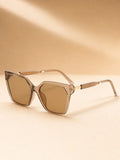 High End Square Cat Eye Sunglasses with Gold Border Stitching on the Legs, Light Luxury Women's Sunglasses