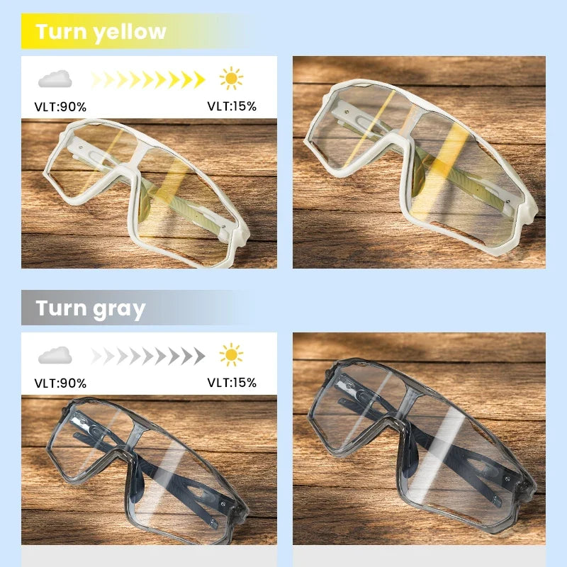 BUCKLOS Photochromic Cycling Glasses Professional Outdoor Sports Sunglasses UV400 Men Women Cycling Goggles Road Bike Eyewear