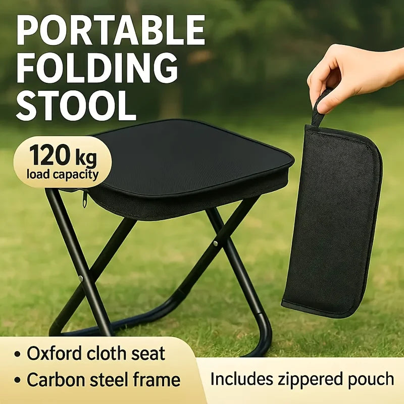 Compact Portable Folding Camping Stool Durable Iron Frame Lightweight for Picnic Fishing Hiking