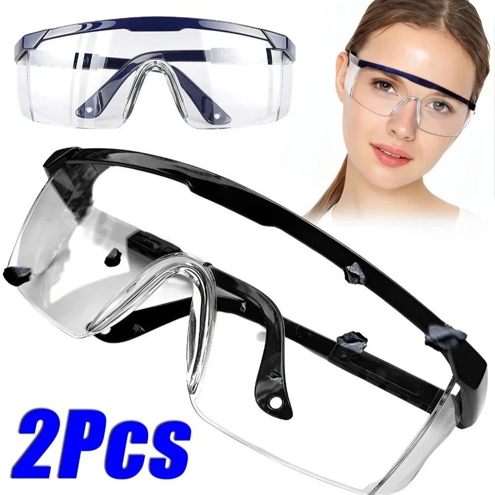2Pcs Anti-Splash Work Safety Glasses Eye Protecting Lab Goggles Protective Industrial Wind Dust Proof Goggles Cycling Glasses