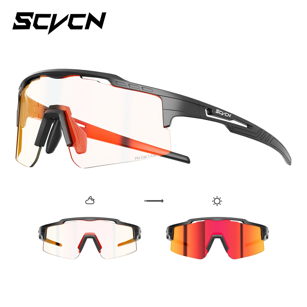 SCVCN Hiking Eyewear Women UV400 Photochromic Bike Riding Sunglasses Outdoor Men Sports MTB Goggles Running Climbing Hydrophobic