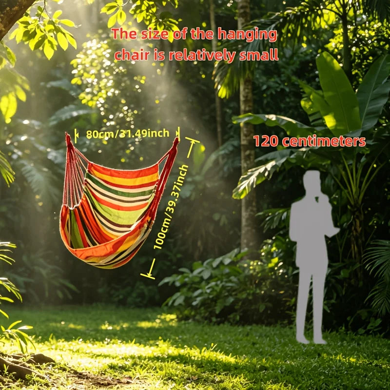 All-weather striped hanging swing chair, soft and comfortable hanging chair, suitable for indoor and outdoor use