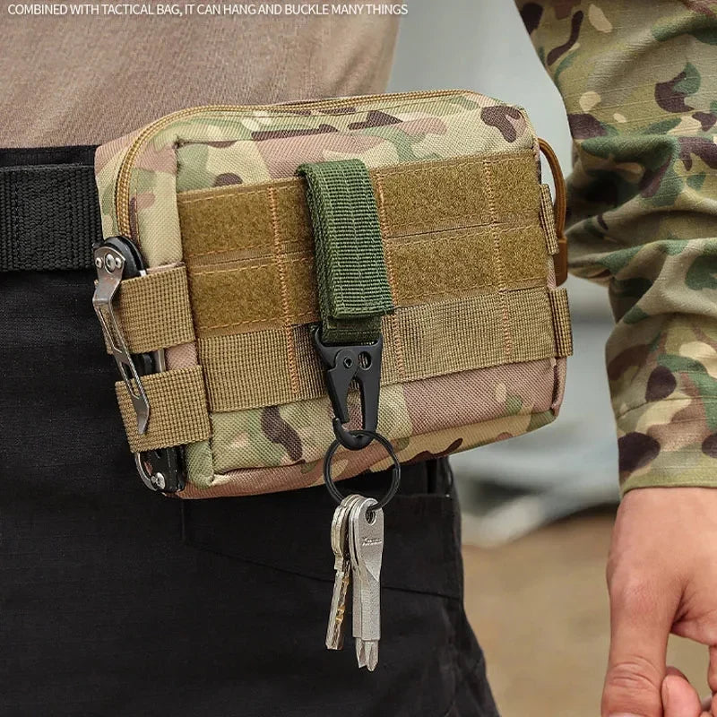 1-3 PCS.Tactical Hanging Buckle Molle Nylon Webbing Carabiner Belt Triangle Keychain for Outdoor Climbing Camping Tool Accessory